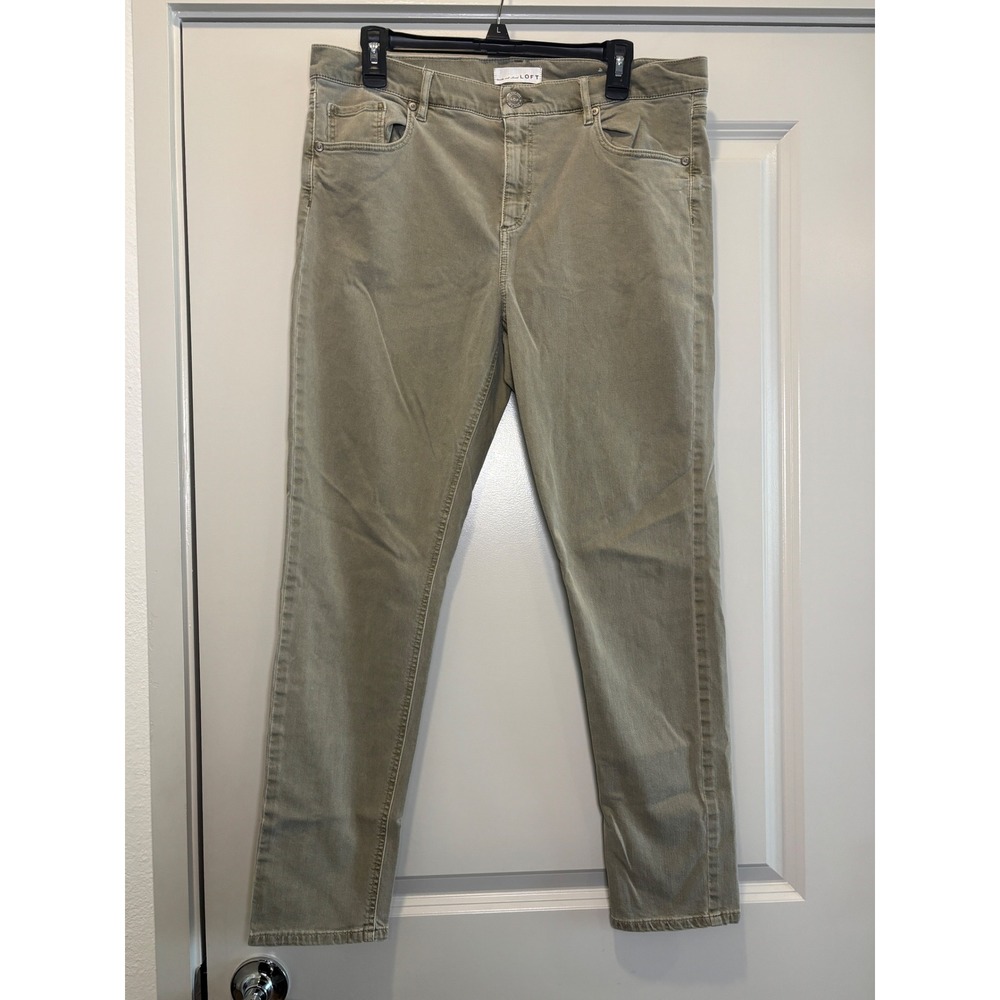 LOFT Women's Khaki Green Straight Leg Jeans Size 14 32 Waist